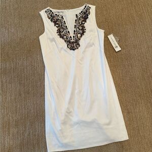 Maggy London  White Embroidered  Sleeveless Dress